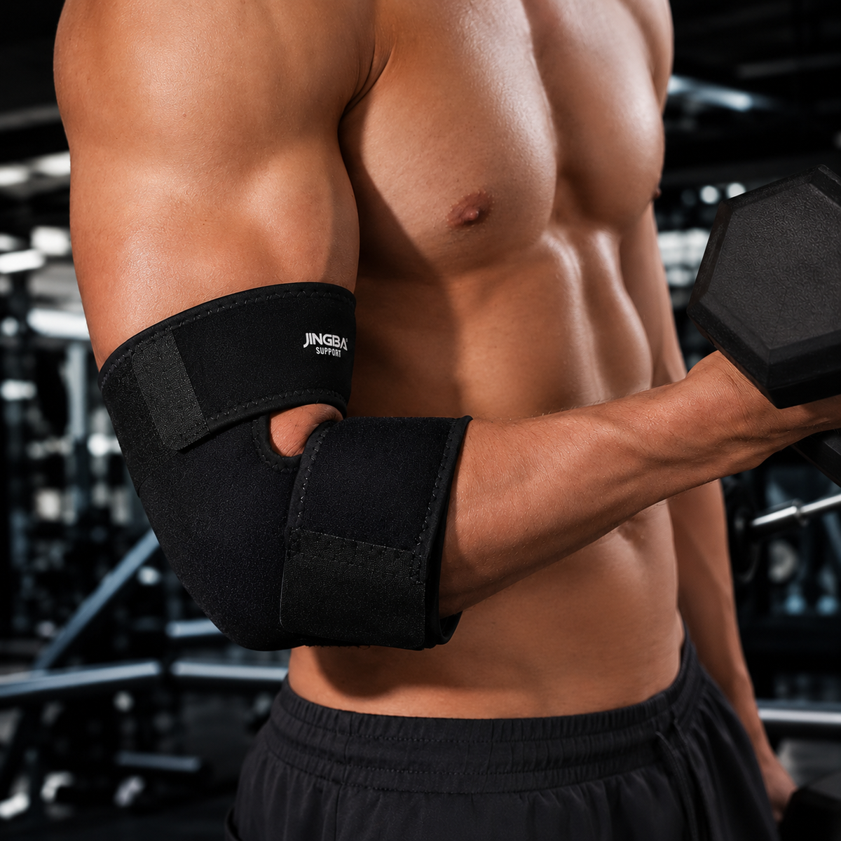 Verstelbare Elleboogbrace met Compressie voor Sport Herstel en Blessurepreventie Zwart One Size Volwassenen
