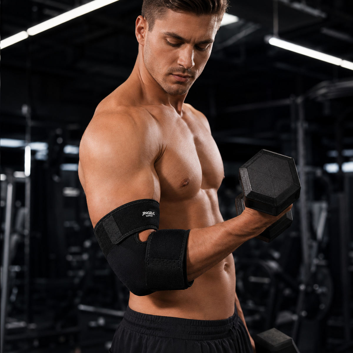 Verstelbare Elleboogbrace met Compressie voor Sport Herstel en Blessurepreventie Zwart One Size Volwassenen