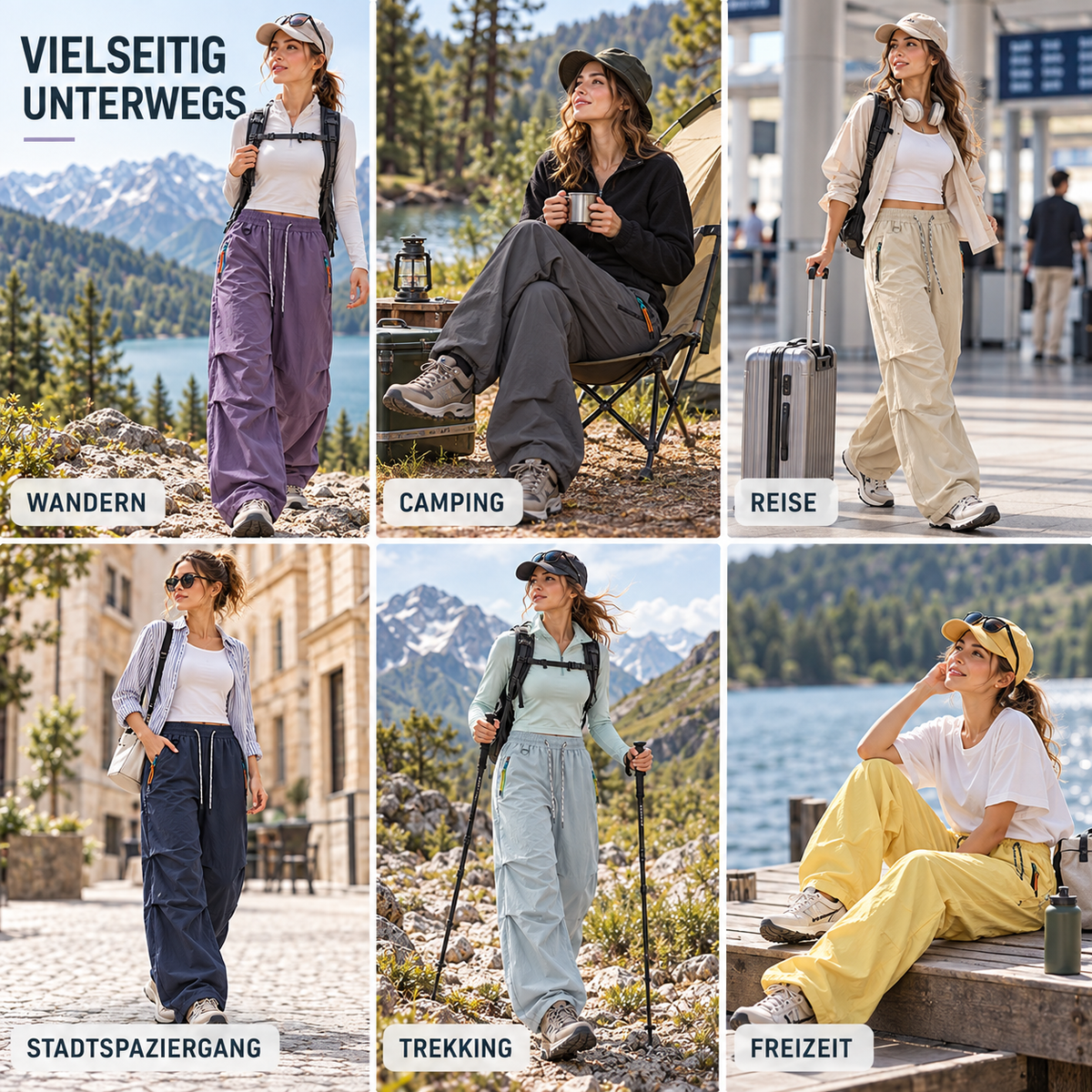 Waterdichte wandelbroek dames met elastische band verstelbare pijpen ademend outdoor hiking trekking