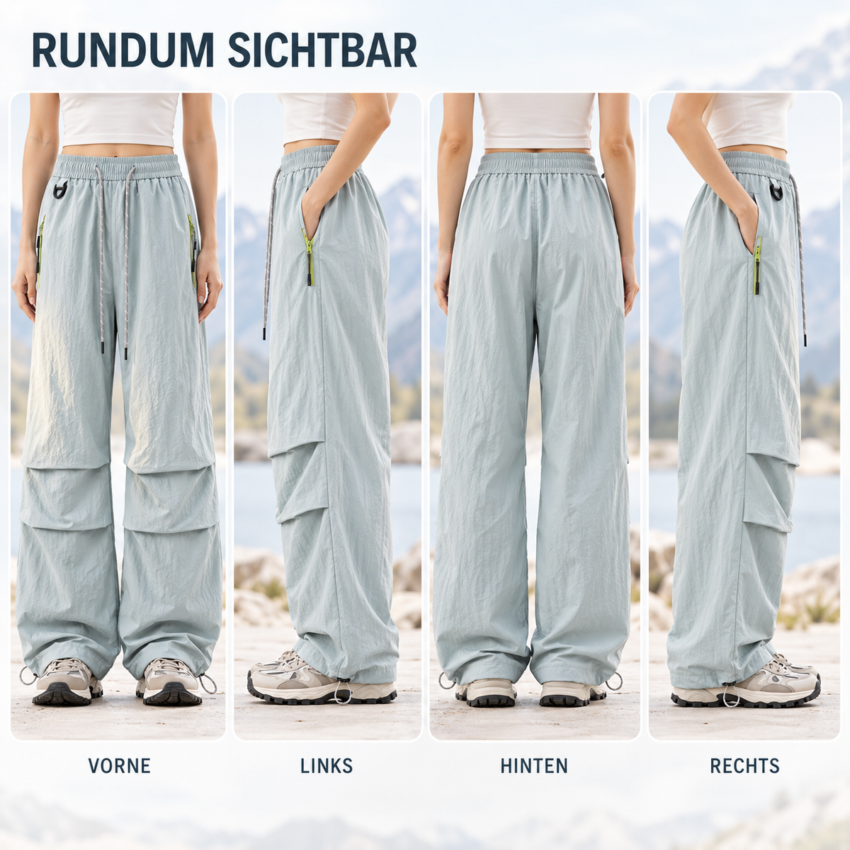 Waterdichte wandelbroek dames met elastische band verstelbare pijpen ademend outdoor hiking trekking