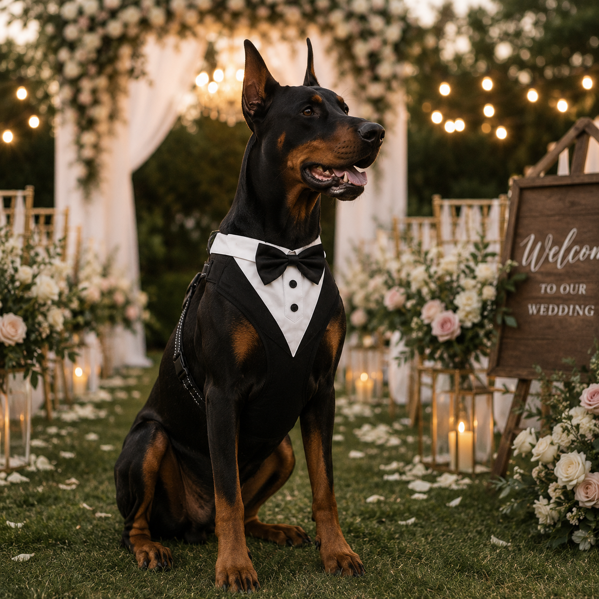 Smoking Hondentuig met Strikje Verstelbaar Polyester Zwart-Wit Feestelijk Harnas voor Honden Bruiloft