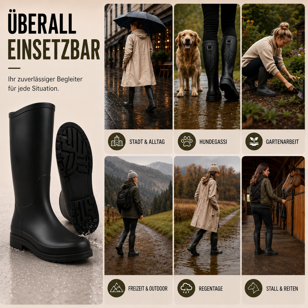 Waterdichte Regenlaarzen Dames Halfhoog PVC Slip-On Laarzen Voorjaar Herfst Weerbestendige Tuinlaarzen