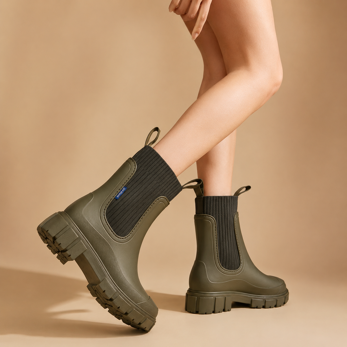 Waterdichte Chelsea Regenlaarzen Dames Antislip Zool Flexibel PVC Slip-On Enkelhoog Comfortabel Herfst Winter