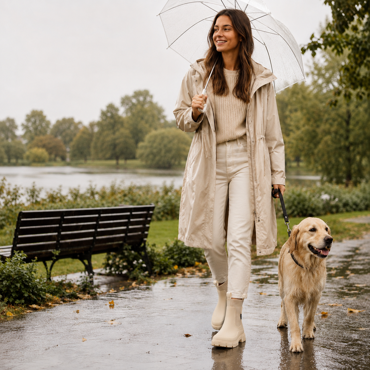 Waterafstotende Chelsea Regenlaarzen Dames Antislip Rubberen Zool Slip-On Enkelhoog Herfst Winter Comfortabel