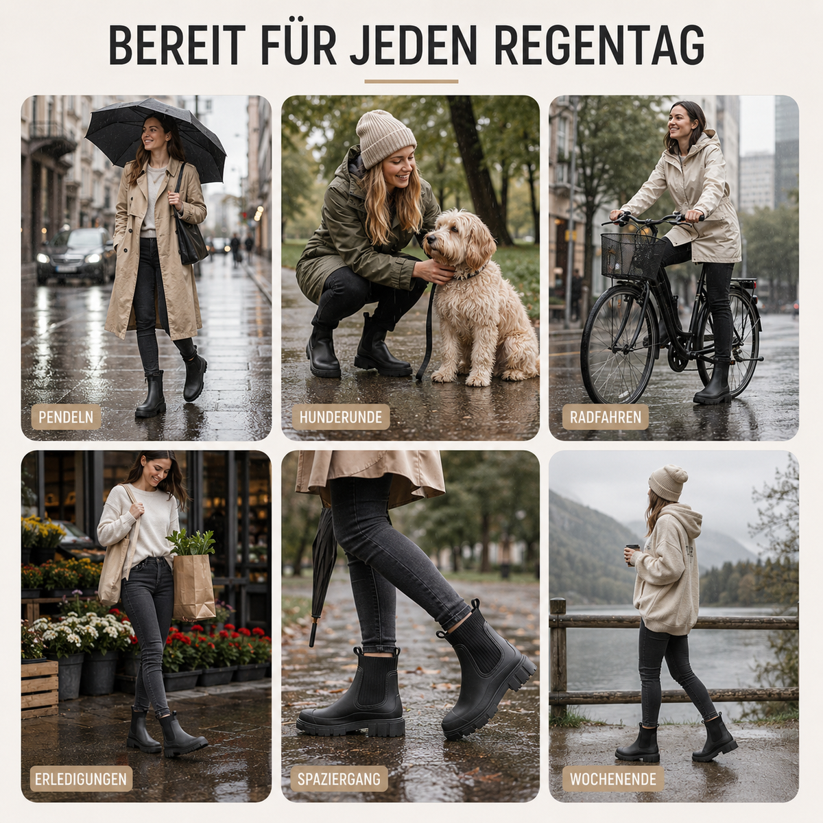 Waterafstotende Chelsea Regenlaarzen Dames Antislip Rubberen Zool Slip-On Enkelhoog Herfst Winter Comfortabel