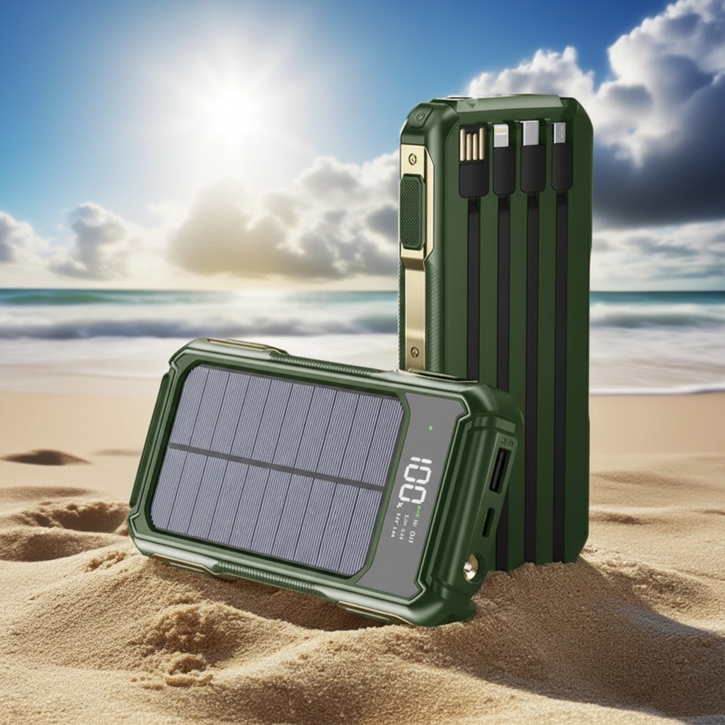 Draagbare Powerbank met Zonnepaneel 10000-20000mAh USB-C Snelladen Wireless Charging Outdoor Camping