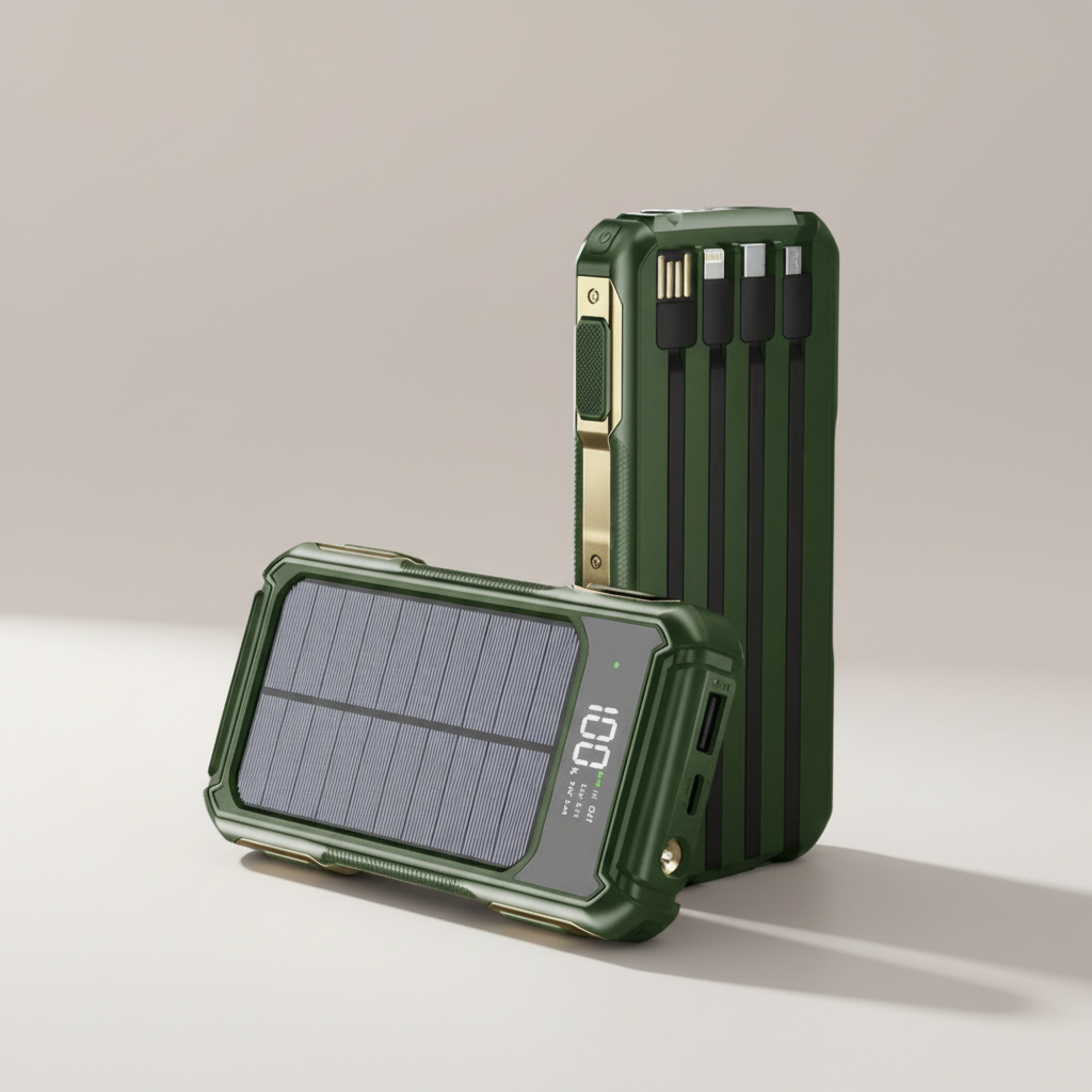 Draagbare Powerbank met Zonnepaneel 10000-20000mAh USB-C Snelladen Wireless Charging Outdoor Camping
