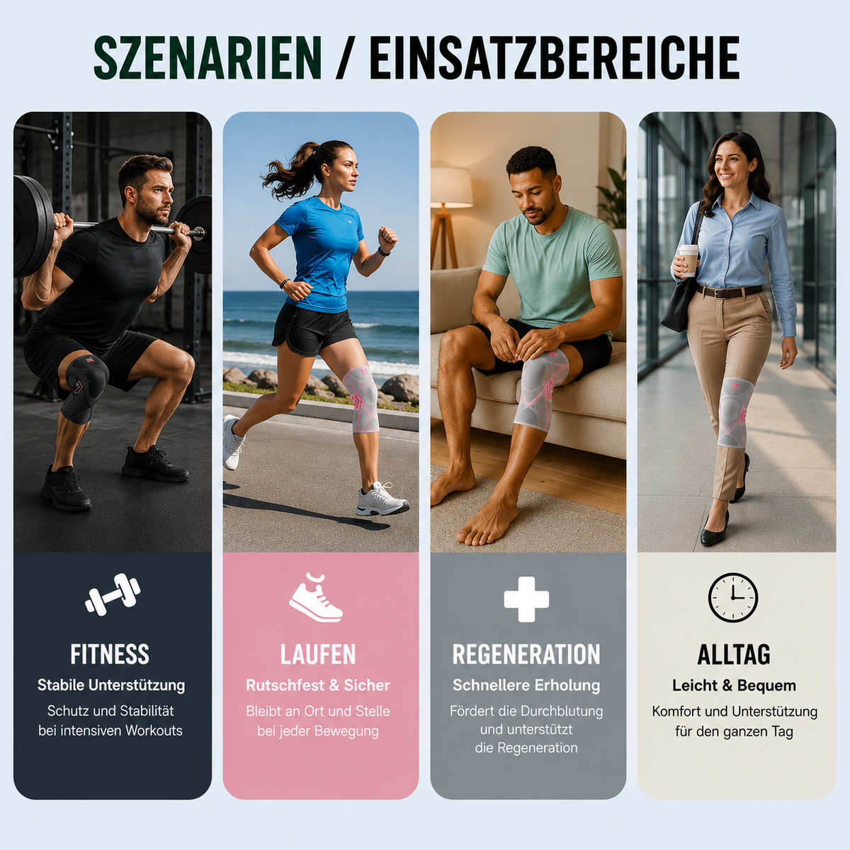 Compressie Kniebandage voor Sport en Dagelijks Gebruik Elastische Steun Stabiliteit Zwelling Blessurepreventie