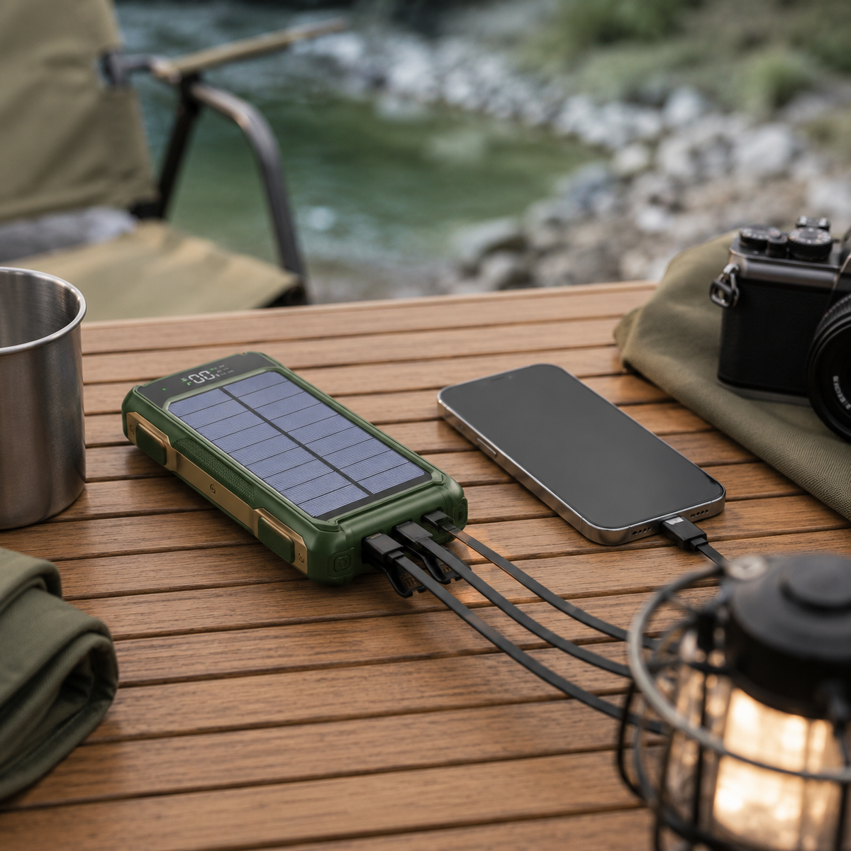 Draagbare Powerbank met Zonnepaneel 10000-20000mAh USB-C Snelladen Wireless Charging Outdoor Camping
