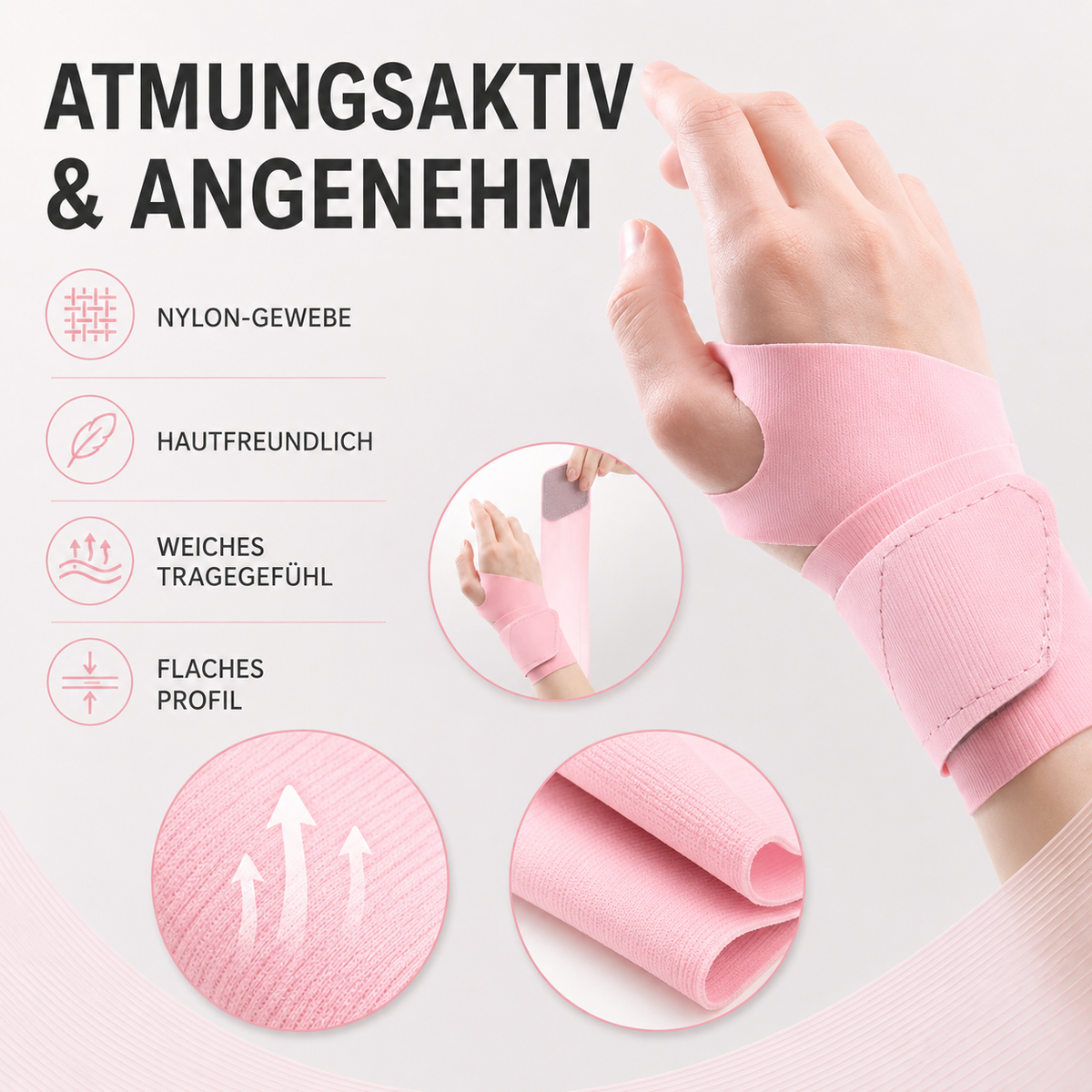 Polsbrace Ultralight - Ademende Nylon Handsteun met Verstelbare Sluiting voor Training en Dagelijks Gebruik