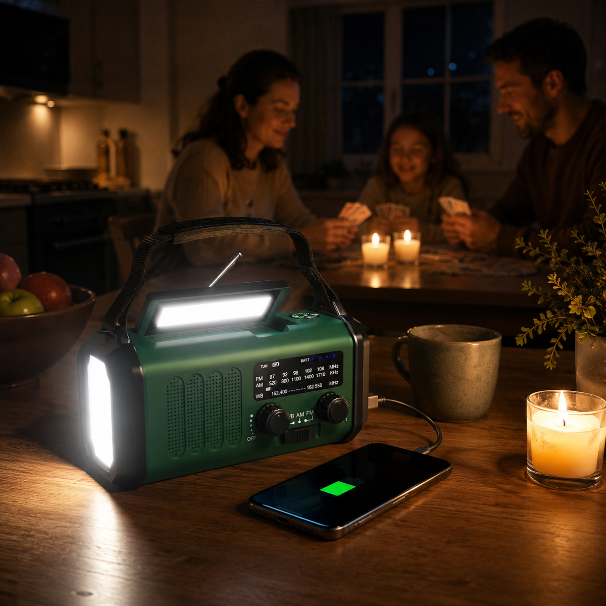 Noodradio met Zonnepaneel en Slinger - Powerbank en LED Zaklamp voor Outdoor Camping en Noodgevallen