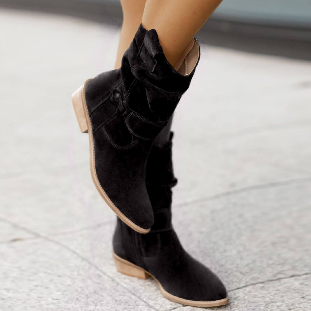Dames Enkellaarzen Wildlederlook met Zachte Zool Antislip Profiel 3cm Hak Comfortabel Herfst Winter Dagelijks
