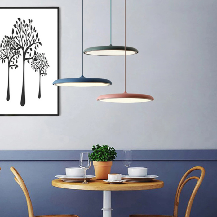 Scandinavische Hanglamp LED Minimalistisch Wit Zwart Grijs Blauw Rosé Goud voor Eettafel Woonkamer Modern Energiezuinig Verlichtingsdesign Ø25cm Ø40cm Aluminium