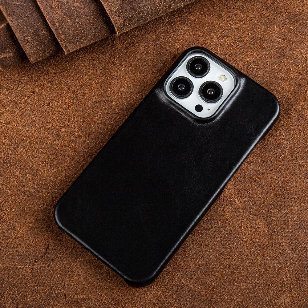 Leren iPhone Hoesje met Magnetische Ring | Draadloos Opladen | MagSafe Compatibel voor iPhone 11-17 Pro Max