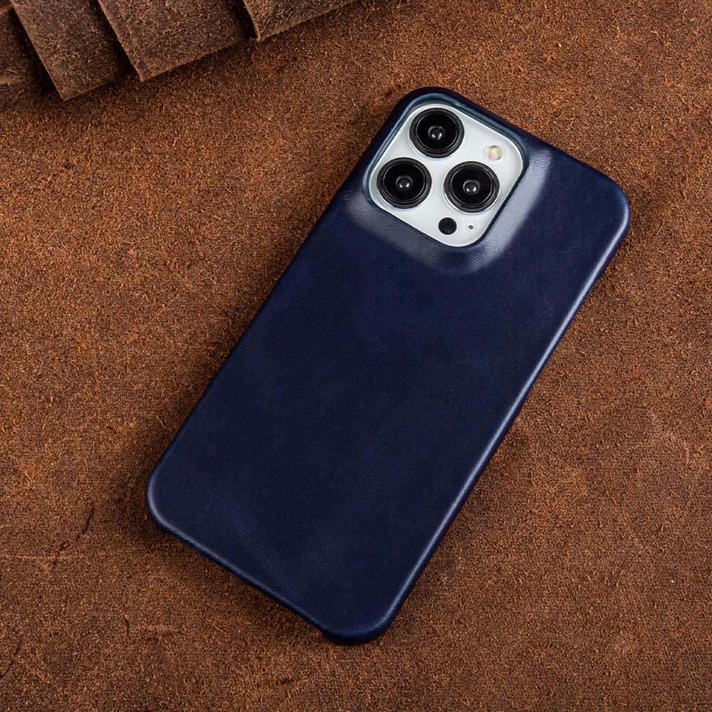 Leren iPhone Hoesje met Magnetische Ring | Draadloos Opladen | MagSafe Compatibel voor iPhone 11-17 Pro Max