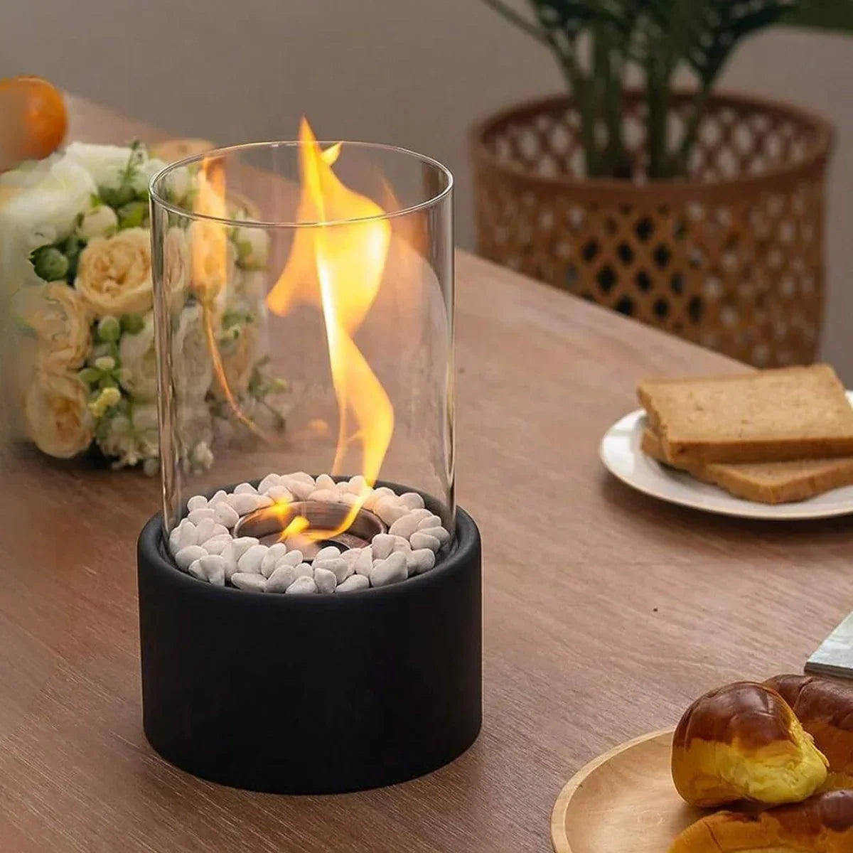 Olielamp met Open Vlam Glas Zwart Wit Tafellamp Sfeerverlichting Klassiek Design Woonkamer Restaurant