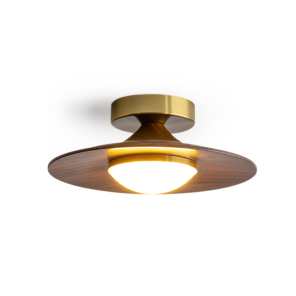 Plafondlamp Houtlook Goud LED Rond 24cm Modern Design