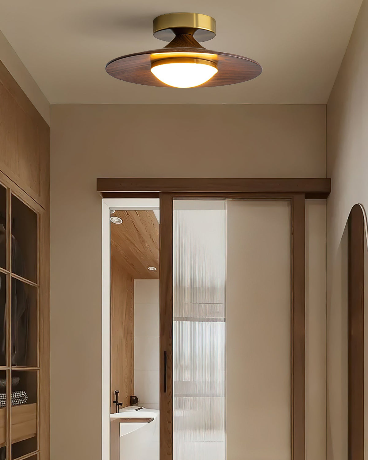 Plafondlamp Houtlook Goud LED Rond 24cm Modern Design