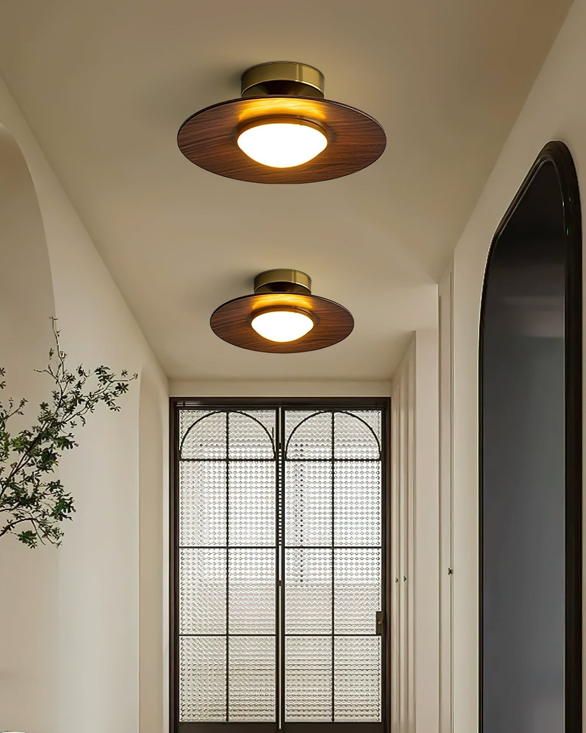Plafondlamp Houtlook Goud LED Rond 24cm Modern Design