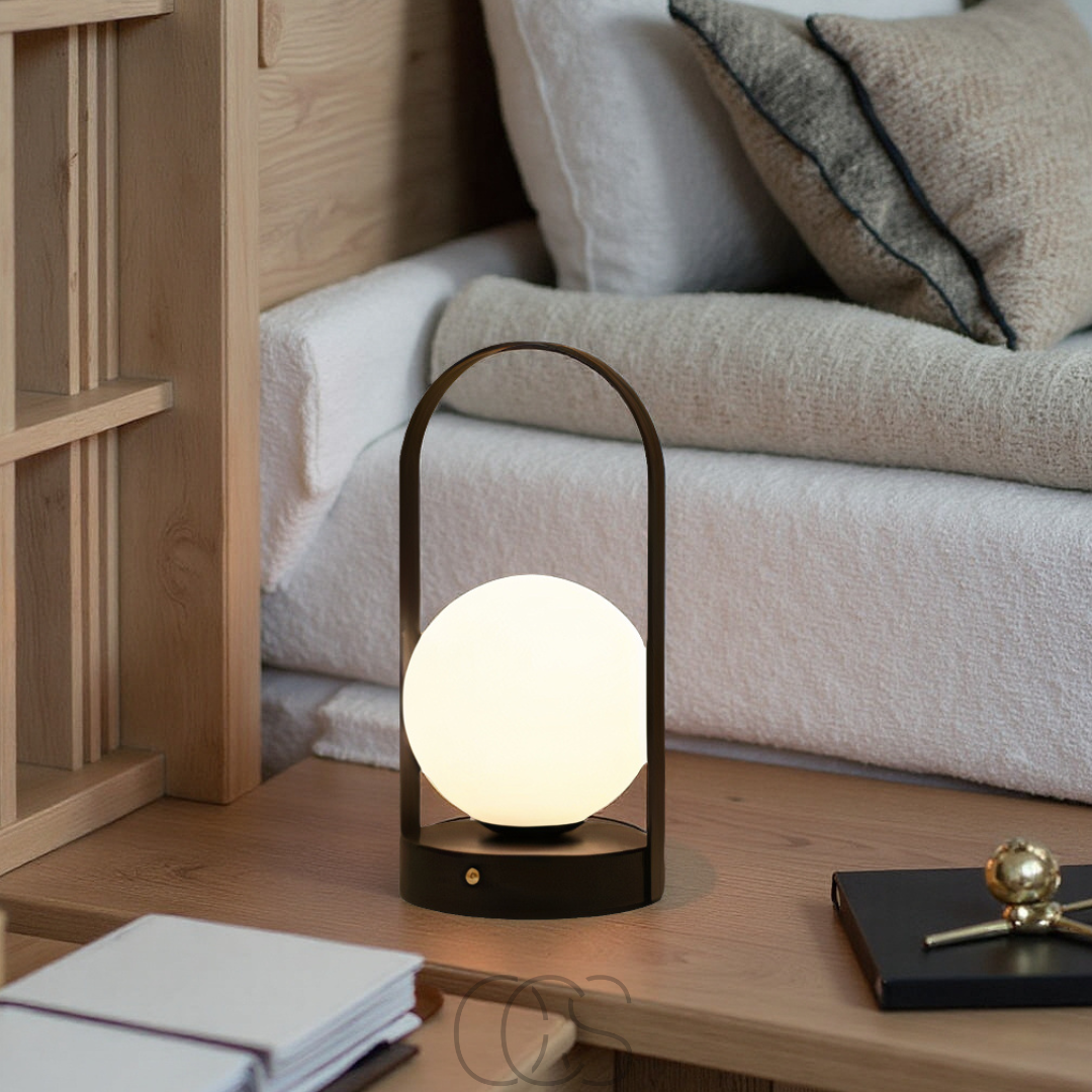 Draadloze LED Tafellamp Bol 12cm Dimbaar Oplaadbaar Binnen Buiten Sfeerlamp Nachtlampje Touchbediening