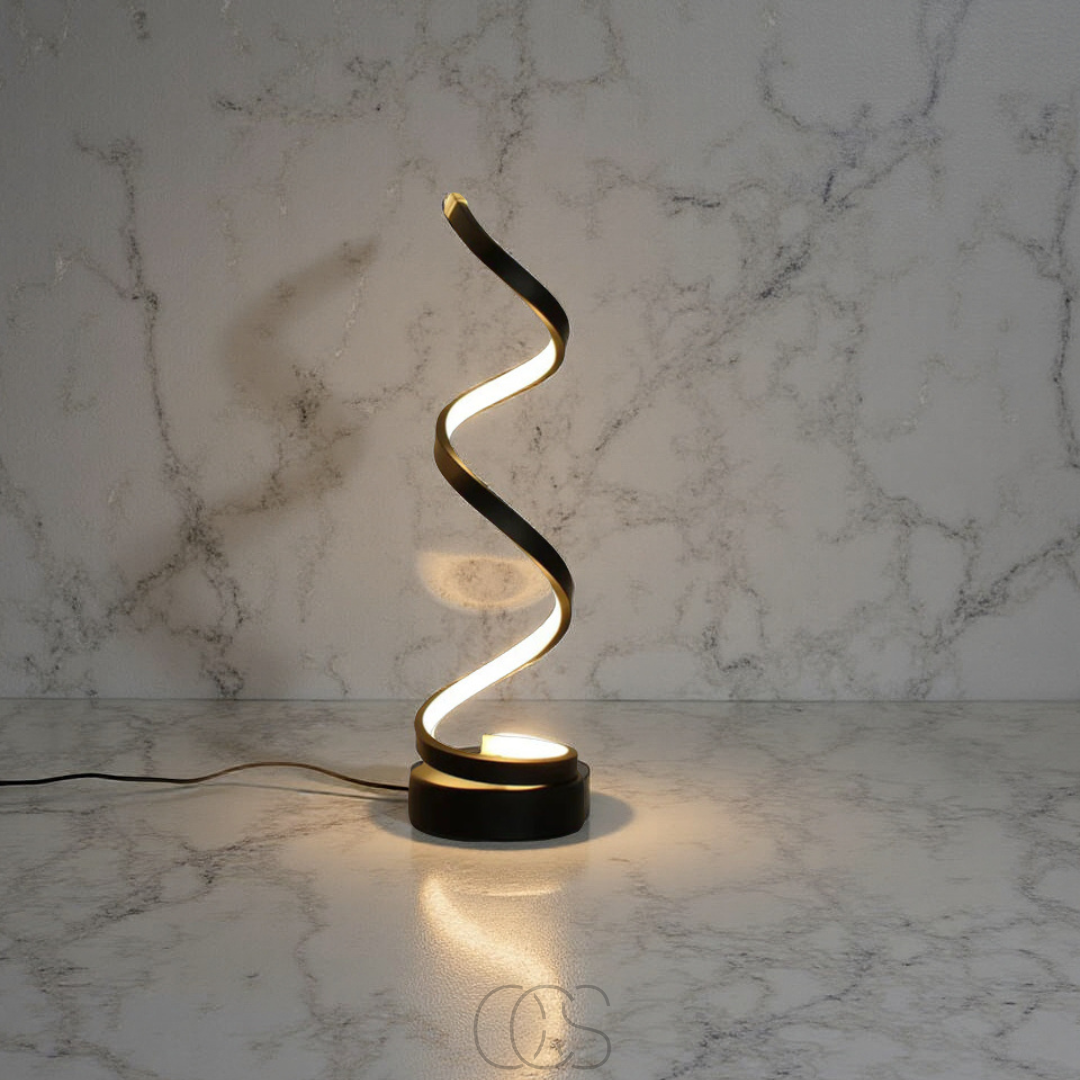 Spiraalvormige LED Tafellamp 19W Zwart Wit 3 Lichtkleuren Dimbaar Aluminium Design Verlichting Woonkamer