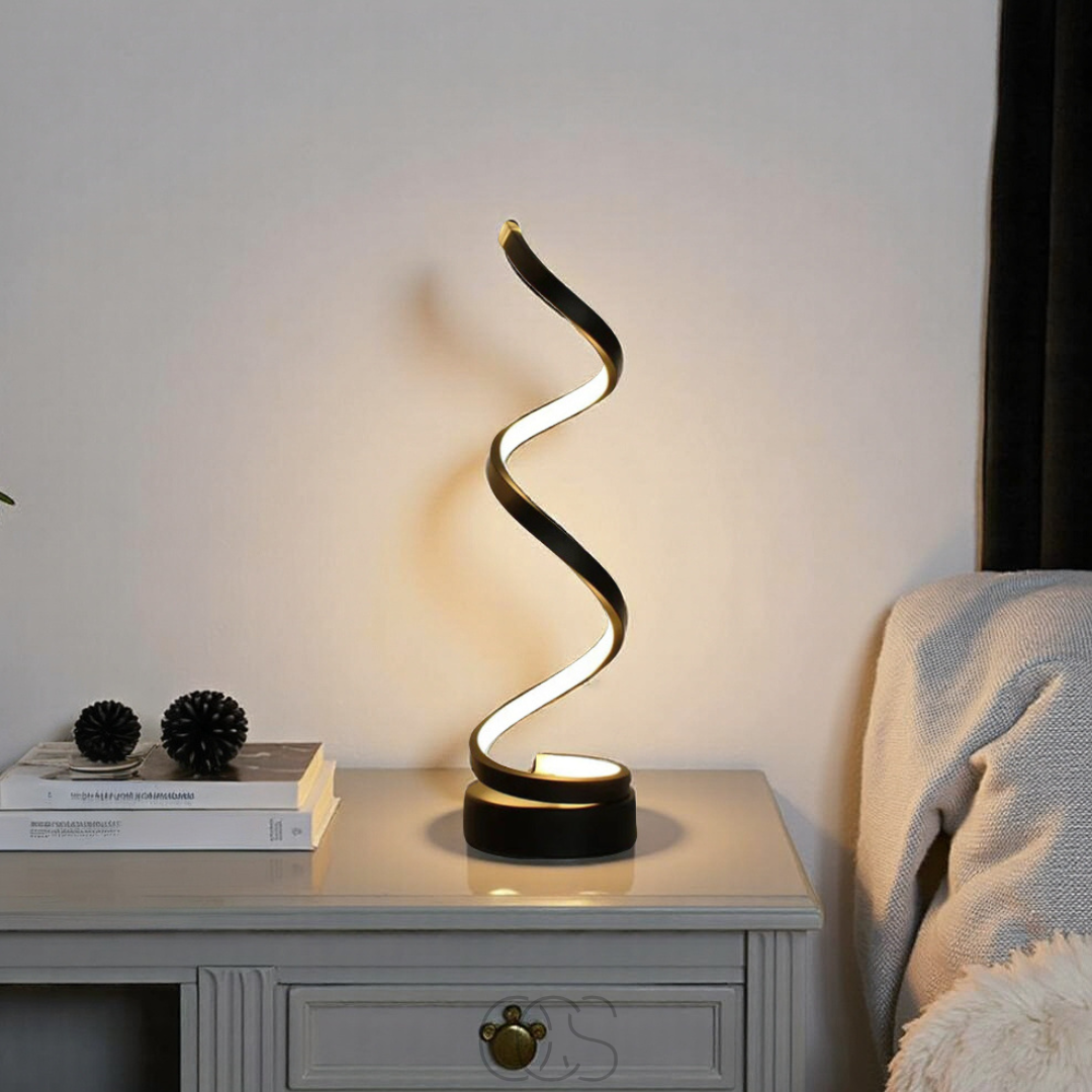 Spiraalvormige LED Tafellamp 19W Zwart Wit 3 Lichtkleuren Dimbaar Aluminium Design Verlichting Woonkamer