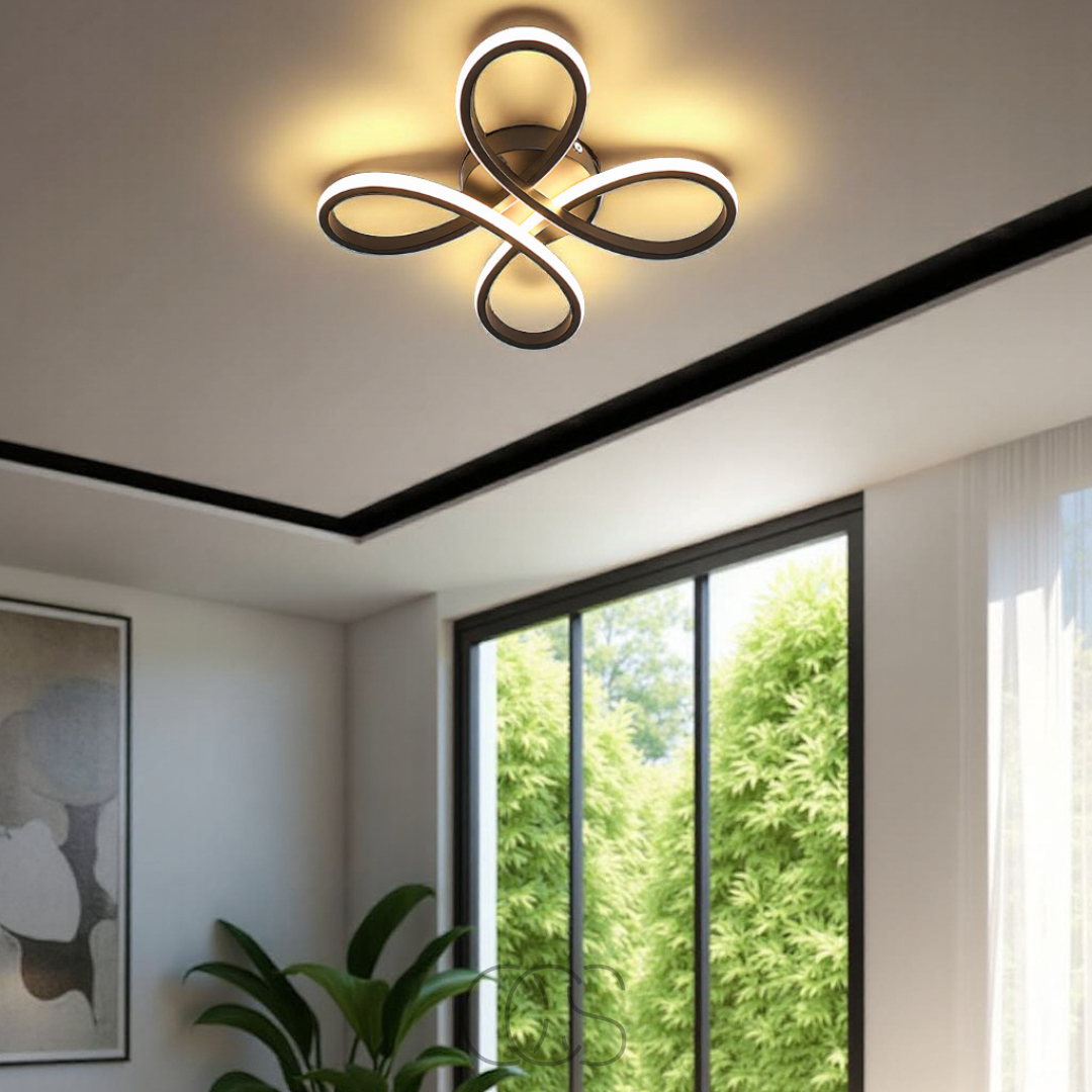 Plafondlamp LED Klavervorm Dimbaar Zwart 30cm 2400 Lumen Woonkamer Slaapkamer Modern Design Plafondverlichting