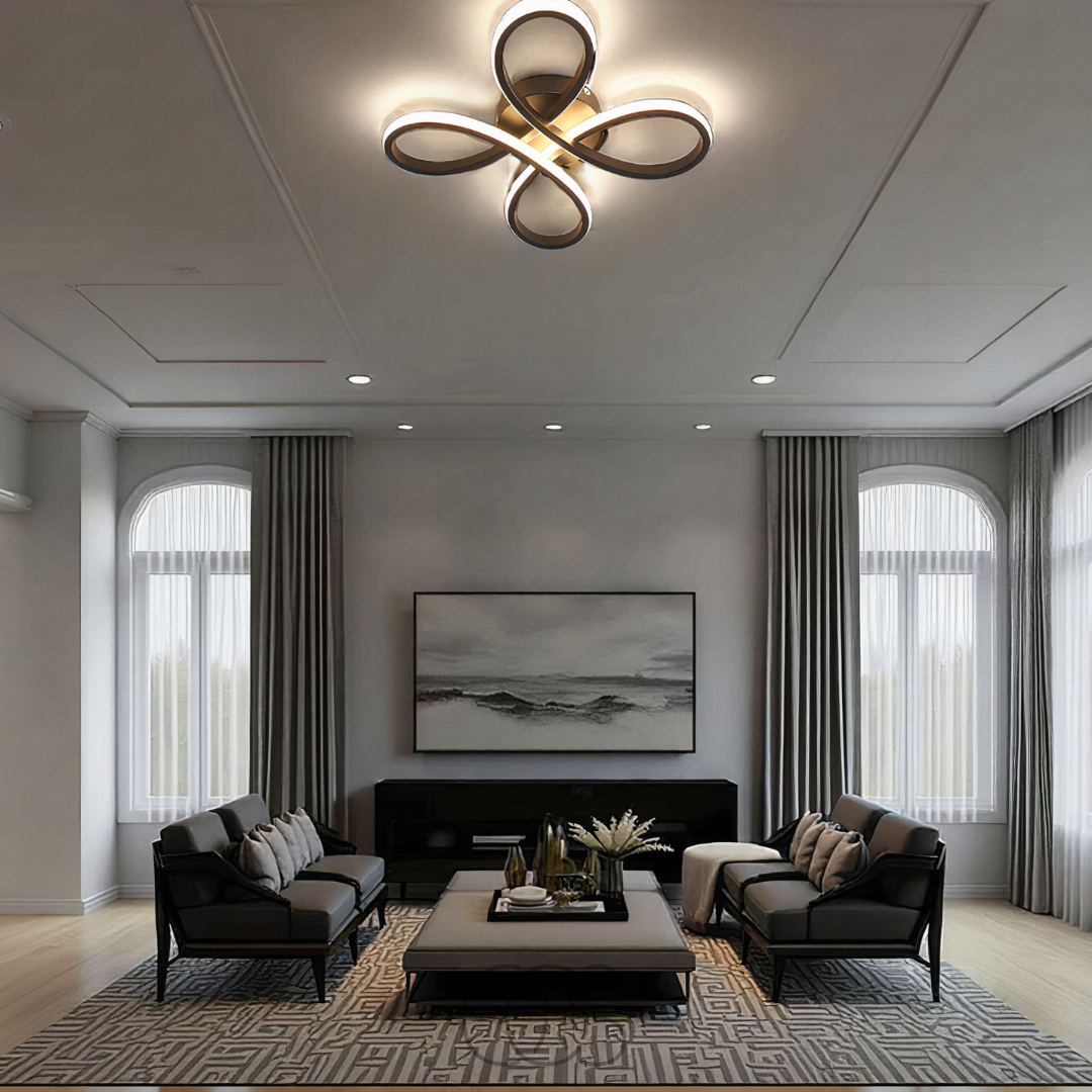 Plafondlamp LED Klavervorm Dimbaar Zwart 30cm 2400 Lumen Woonkamer Slaapkamer Modern Design Plafondverlichting