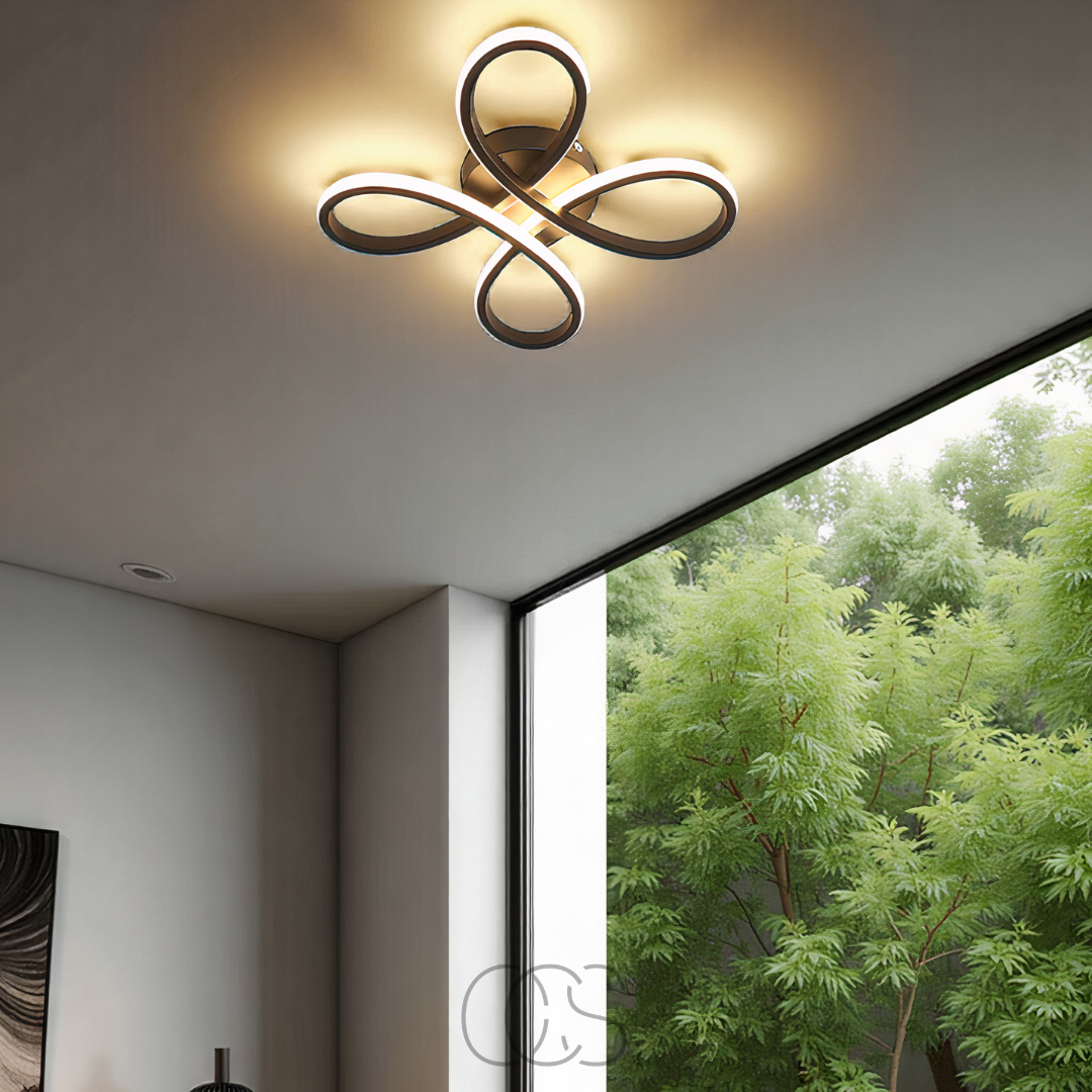 Plafondlamp LED Klavervorm Dimbaar Zwart 30cm 2400 Lumen Woonkamer Slaapkamer Modern Design Plafondverlichting