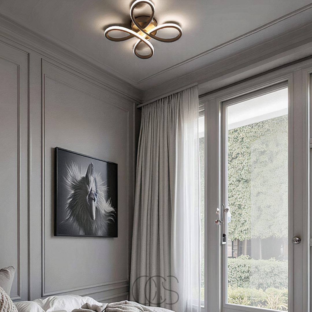 Plafondlamp LED Klavervorm Dimbaar Zwart 30cm 2400 Lumen Woonkamer Slaapkamer Modern Design Plafondverlichting