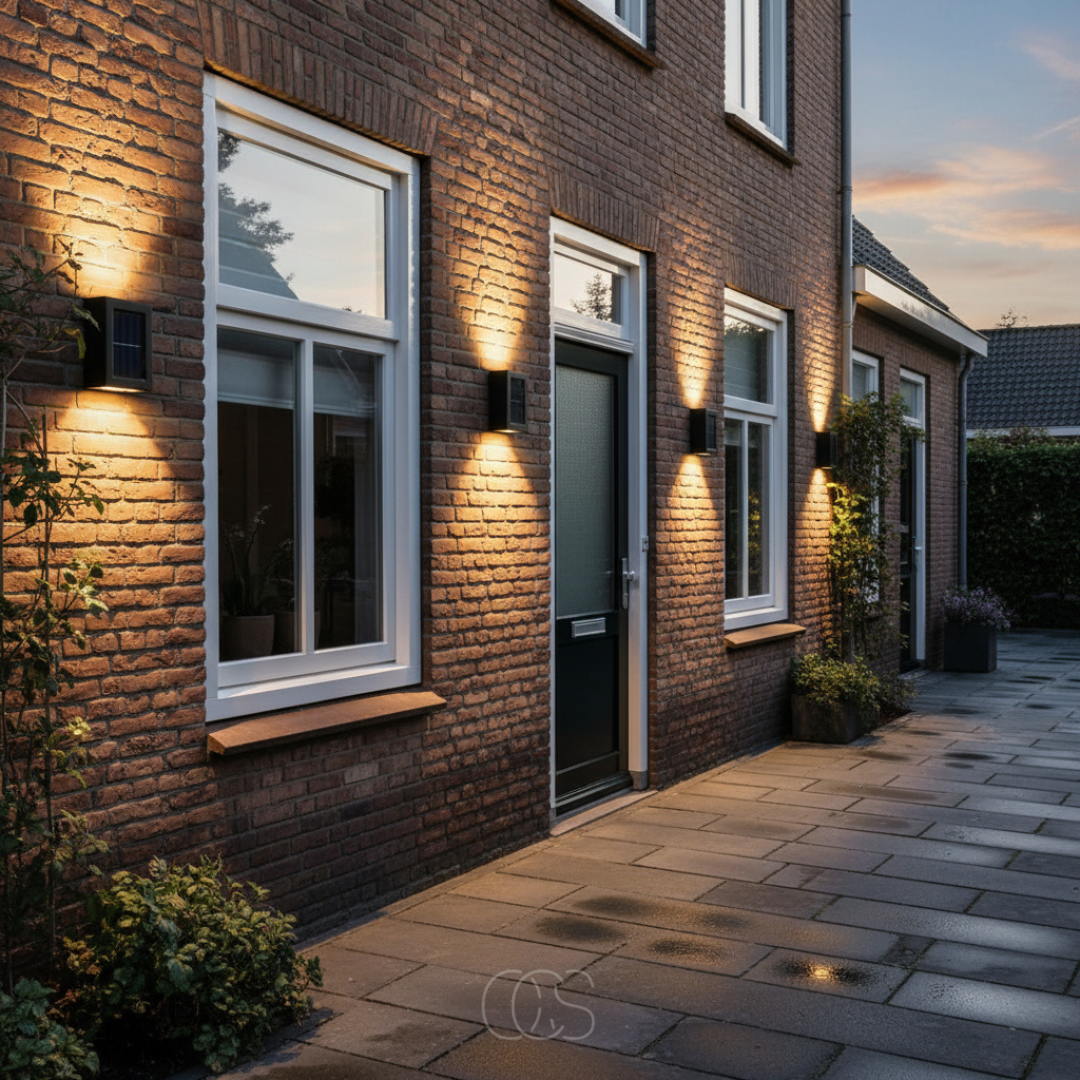 Zonne Buitenwandlamp met Schemersensor IP65 Waterdicht Warm Licht voor Tuin Oprit Balkon Schutting Terras