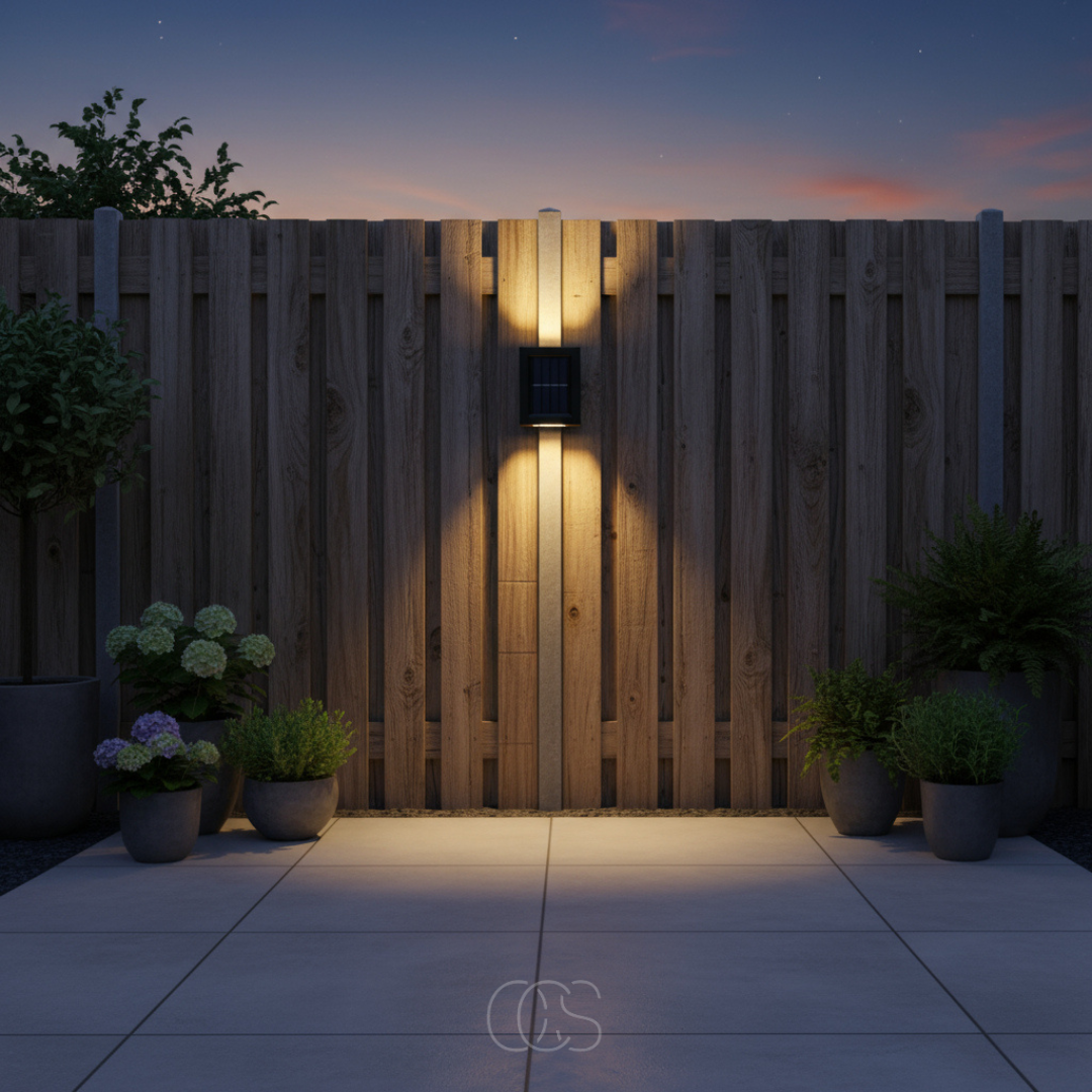 Zonne Buitenwandlamp met Schemersensor IP65 Waterdicht Warm Licht voor Tuin Oprit Balkon Schutting Terras