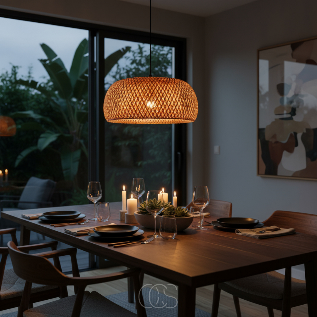 Hanglamp Bamboe Ovaal Gevlochten Natuurlijk Lichtbruin Zwart E27 Eetkamer Woonkamer Scandinavisch Boho