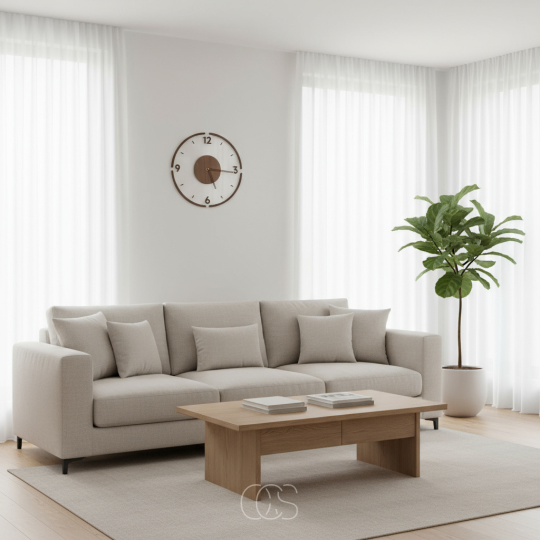 Geruisloze Wandklok Hout 35cm Scandinavisch Design Stille Beweging voor Woonkamer Slaapkamer Kantoor