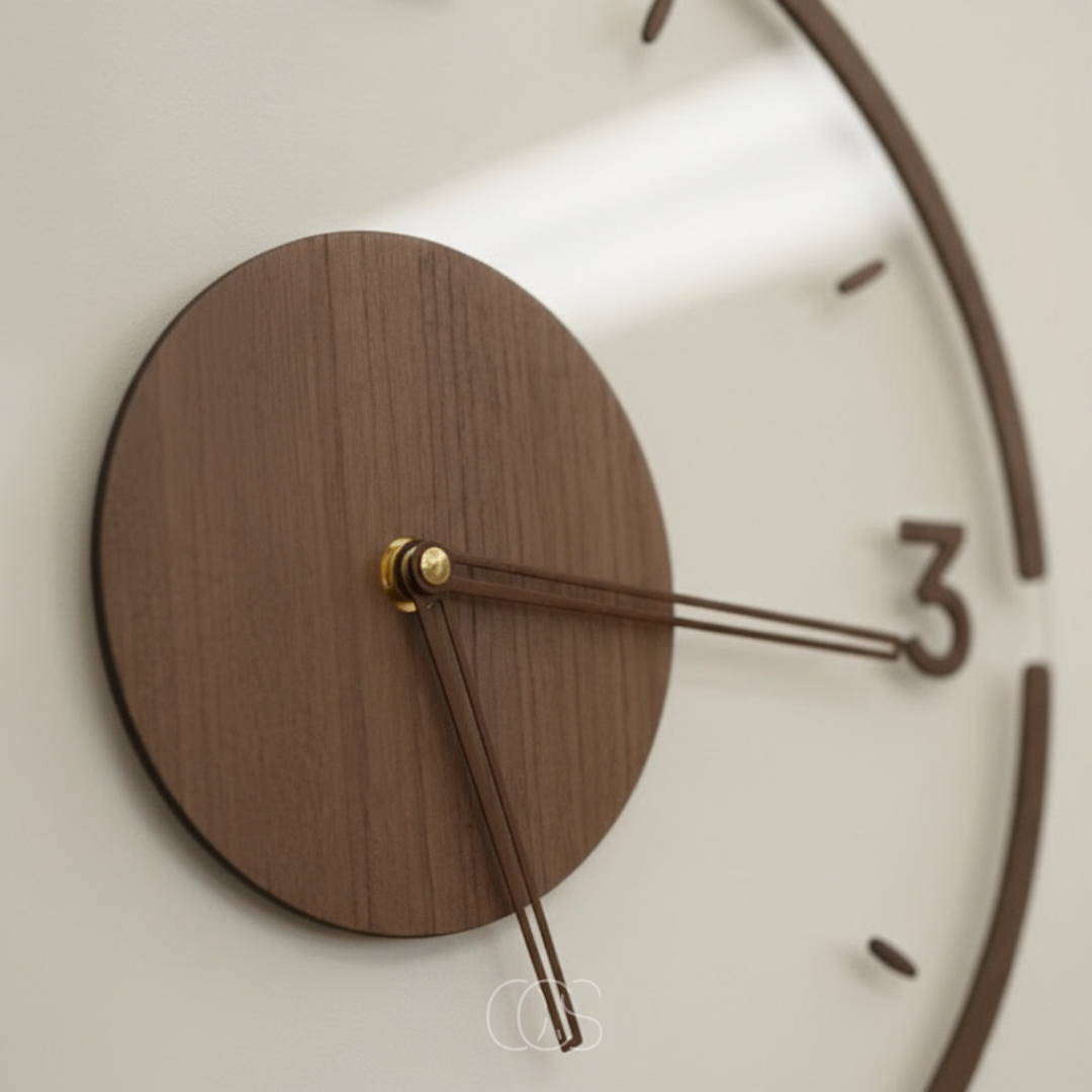 Geruisloze Wandklok Hout 35cm Scandinavisch Design Stille Beweging voor Woonkamer Slaapkamer Kantoor