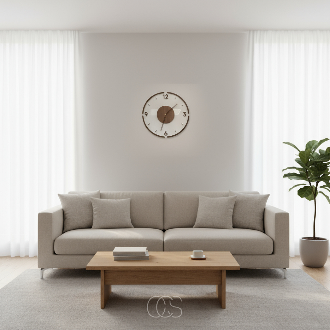 Geruisloze Wandklok Hout 35cm Scandinavisch Design Stille Beweging voor Woonkamer Slaapkamer Kantoor