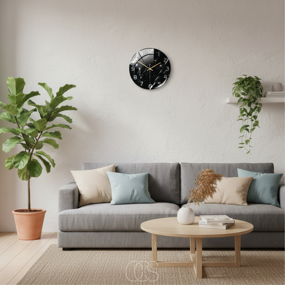Wandklok Marmerprint Stil Uurwerk 30cm Zwart Grijs Groen Woonkamer Hal Slaapkamer Decoratief Acryl Modern