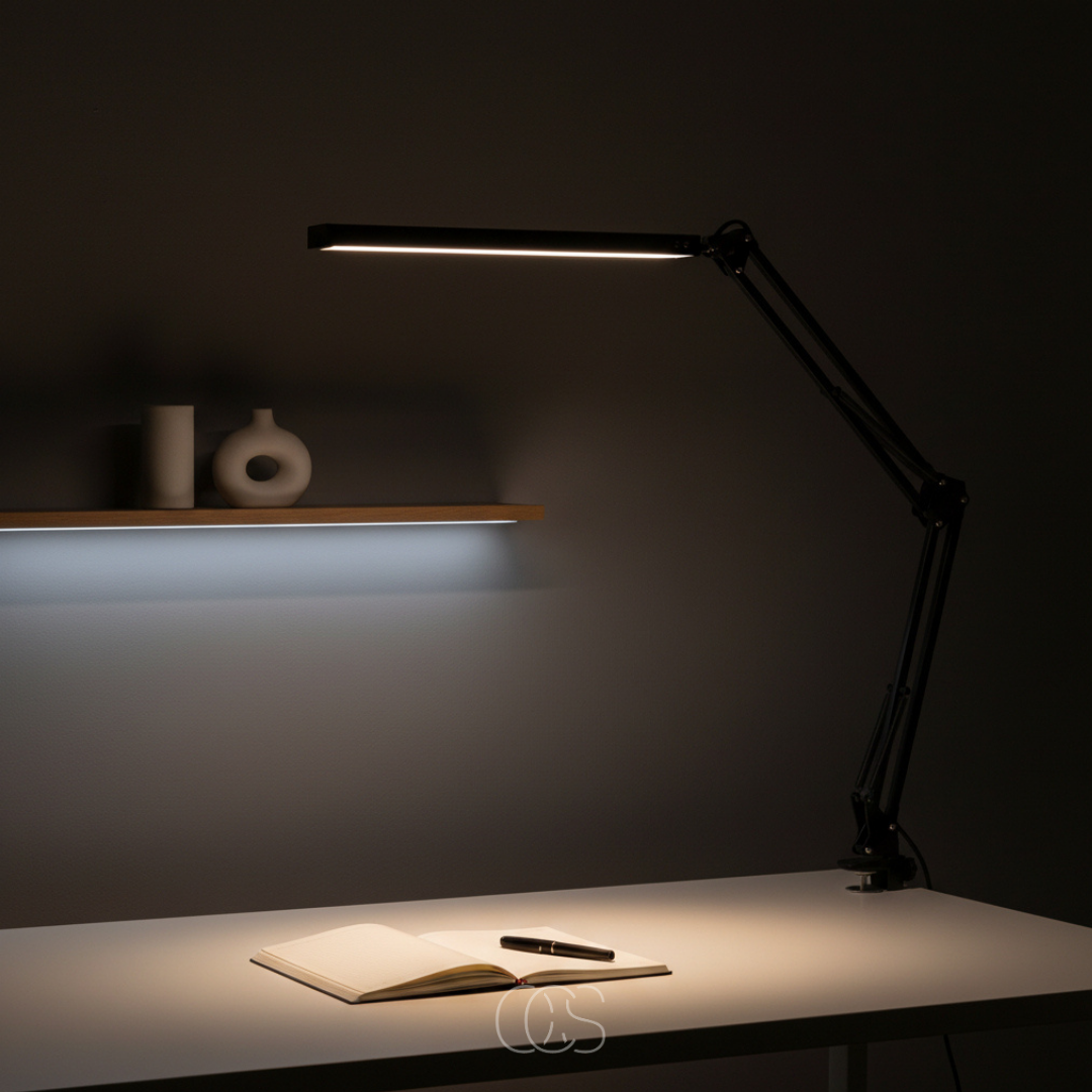 Bureaulamp LED met Klem Dimbaar Zwart 360° Flexibele Arm Oogvriendelijk Werkverlichting Tafellamp Studeerlamp
