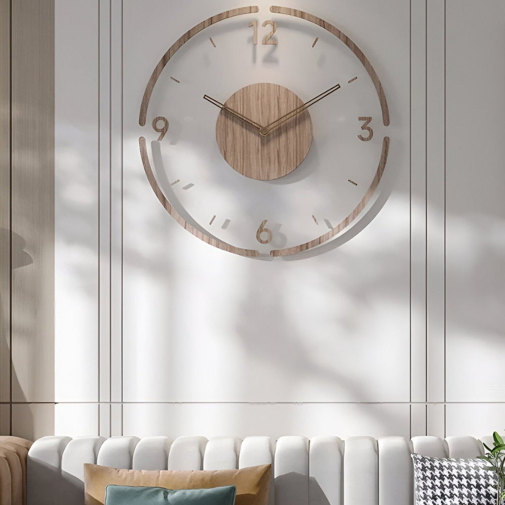 Moderne Houten Wandklok met Stil Uurwerk
