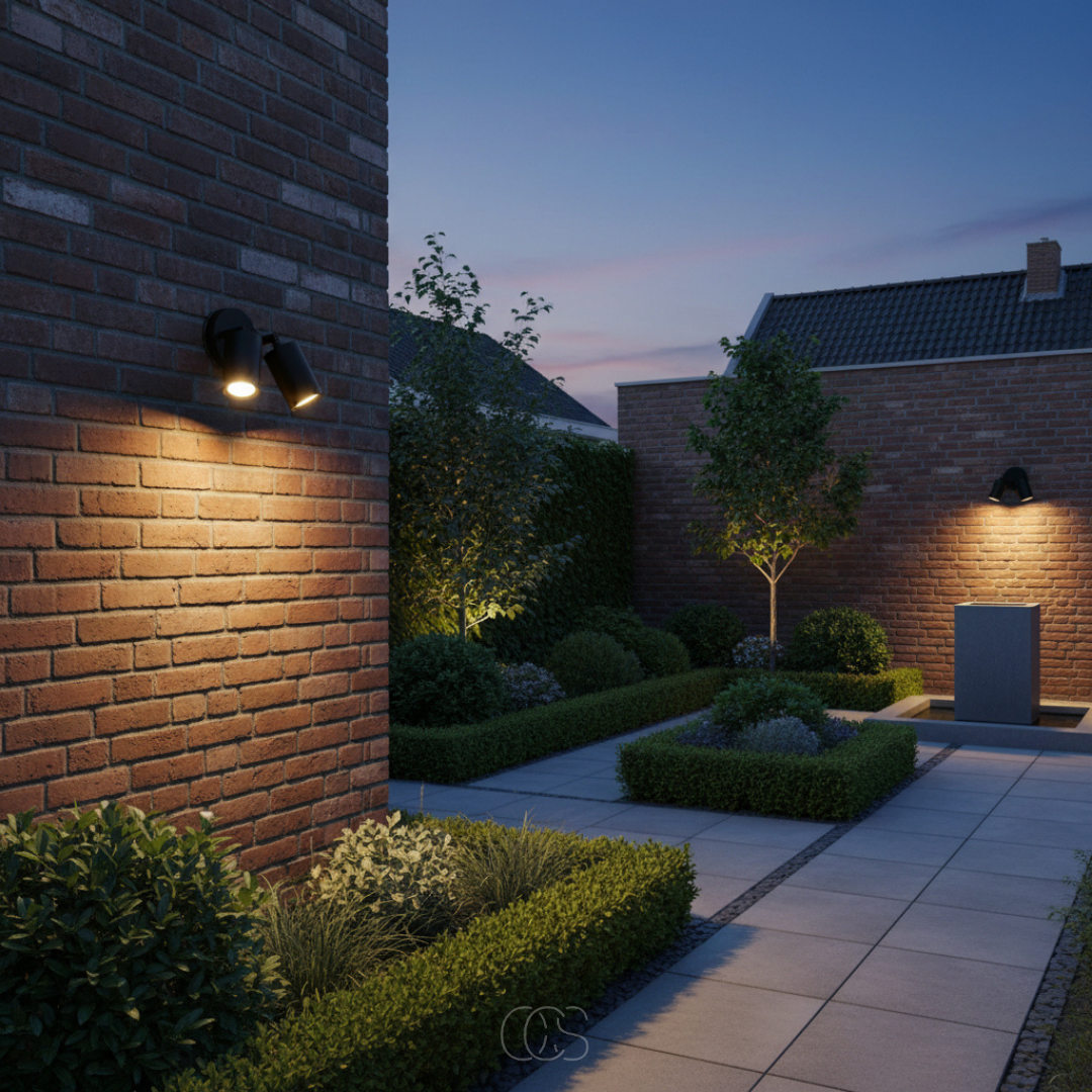 Verstelbare Dubbele LED Buitenwandlamp Zwart Aluminium Glas 20W IP65 Weerbestendig Spotverlichting Gevel