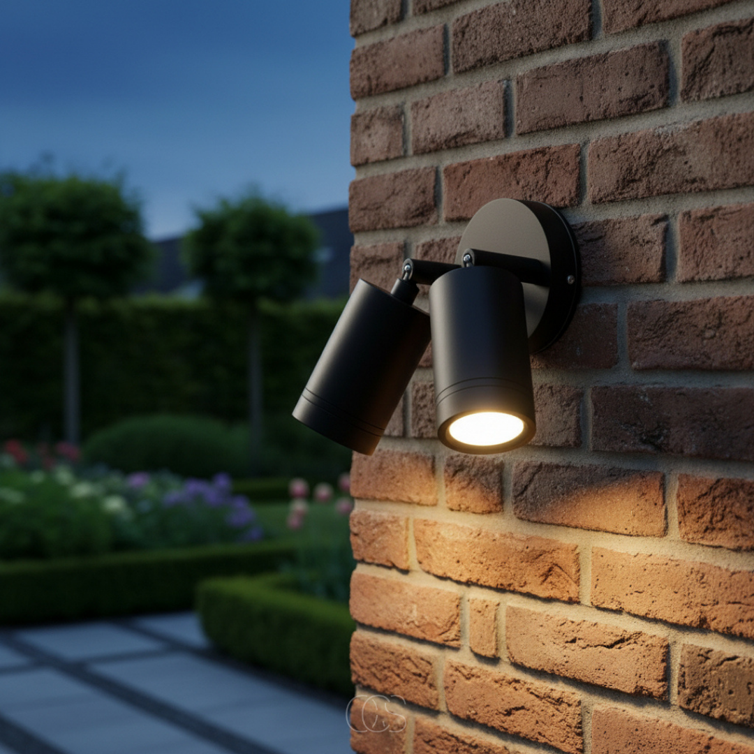 Verstelbare Dubbele LED Buitenwandlamp Zwart Aluminium Glas 20W IP65 Weerbestendig Spotverlichting Gevel