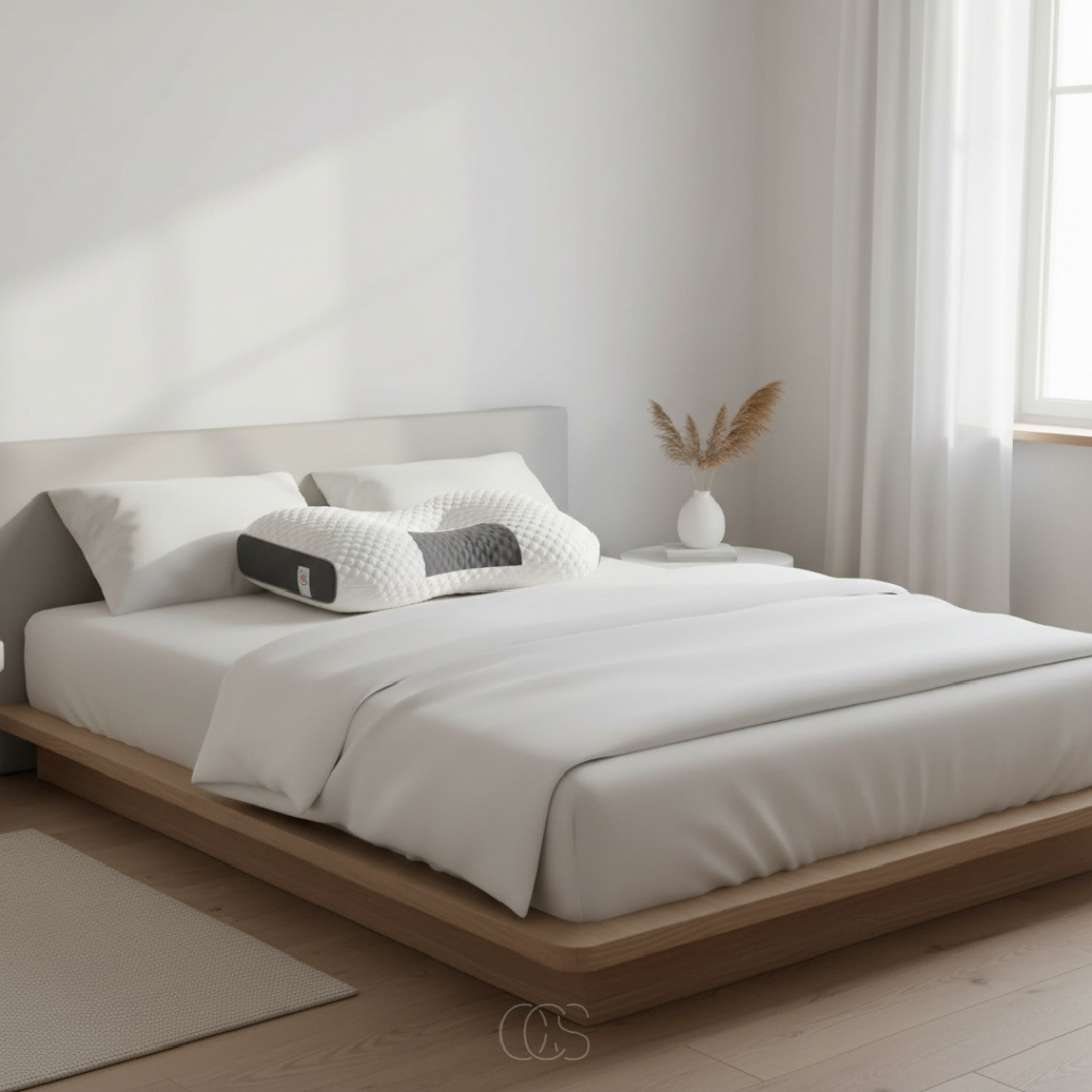 Neksteun Slaapkussen 40x65 cm Wit Grijs Ergonomisch Hoofdkussen voor Rug en Zij Slapers Comfortabel Stevig