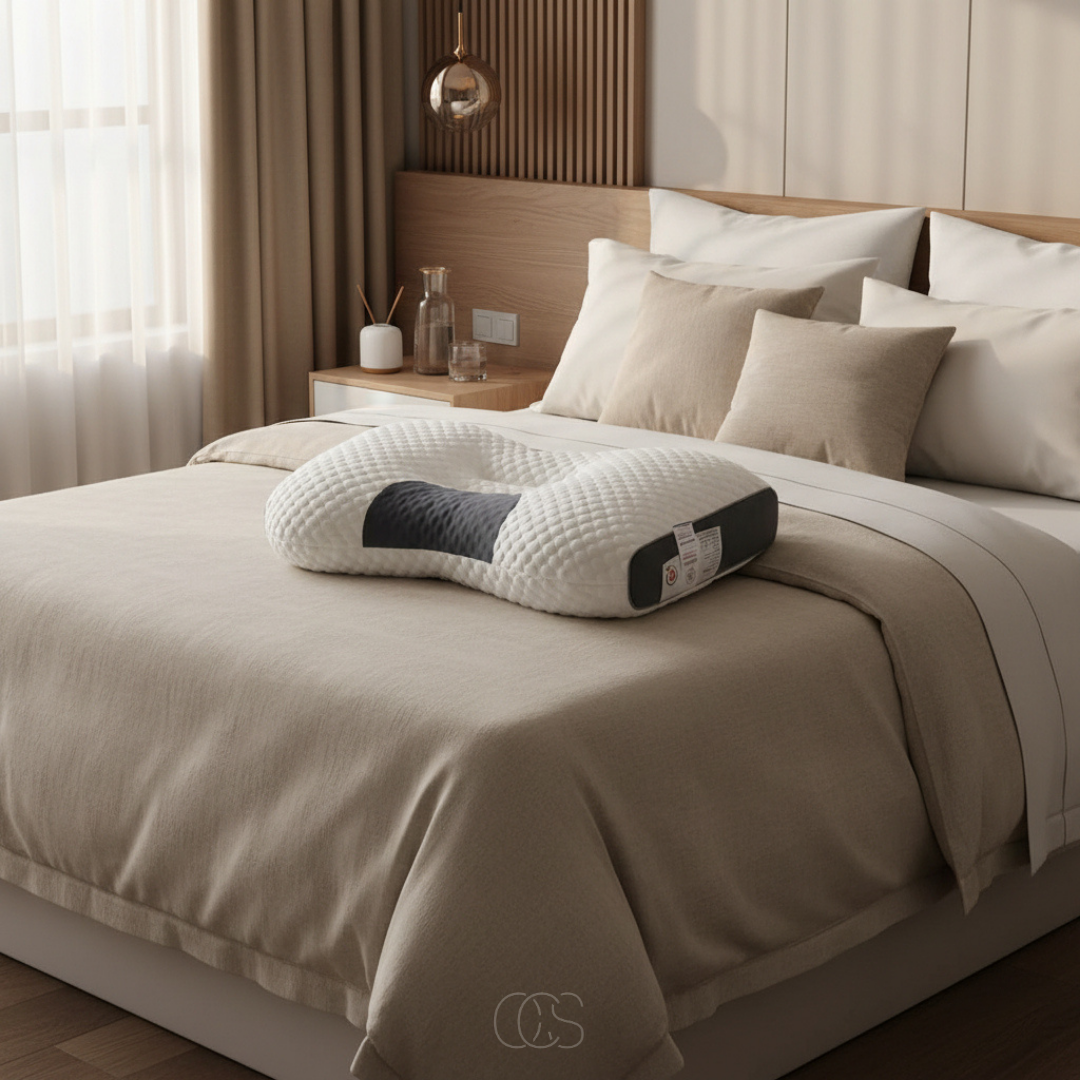 Neksteun Slaapkussen 40x65 cm Wit Grijs Ergonomisch Hoofdkussen voor Rug en Zij Slapers Comfortabel Stevig