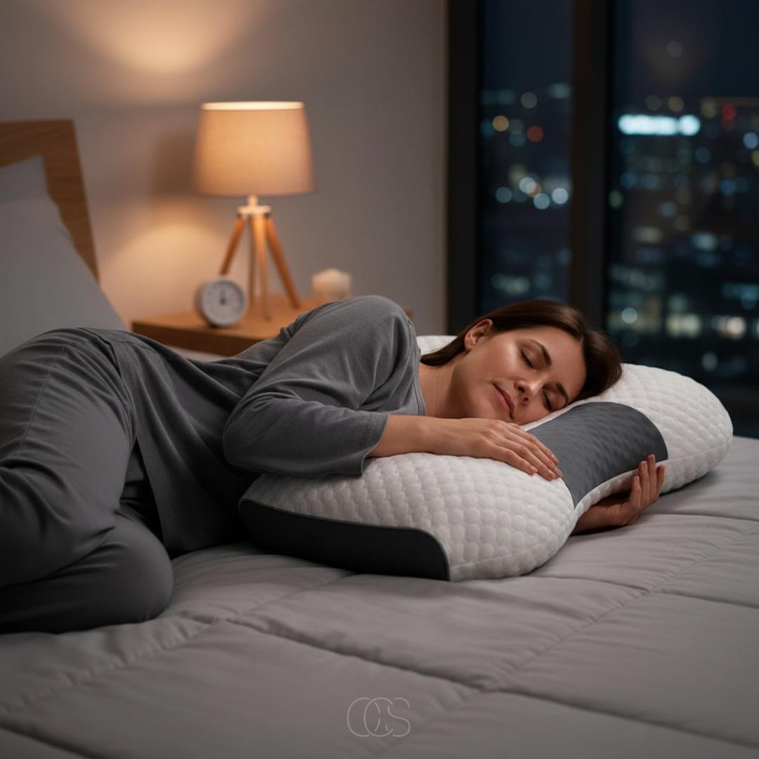 Neksteun Slaapkussen 40x65 cm Wit Grijs Ergonomisch Hoofdkussen voor Rug en Zij Slapers Comfortabel Stevig