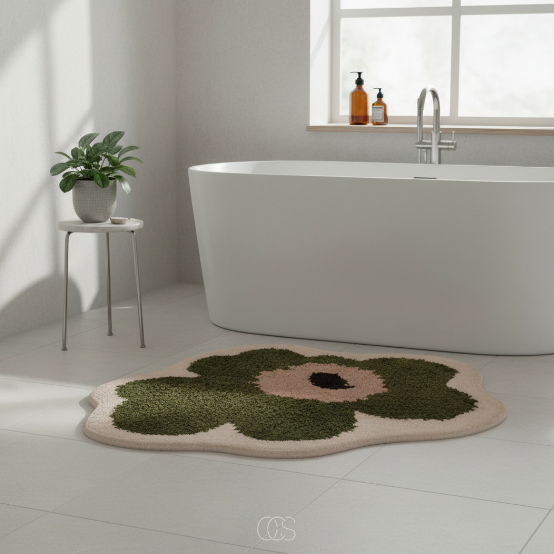 Badmat Bloemvorm Antislip Polyester Badkamer Zachte Vloermat Wasbaar Douche Toilet Absorberend Decoratief
