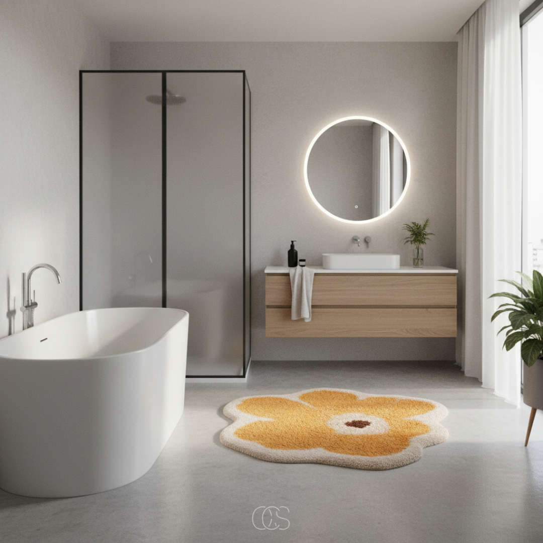 Badmat Bloemvorm Antislip Polyester Badkamer Zachte Vloermat Wasbaar Douche Toilet Absorberend Decoratief