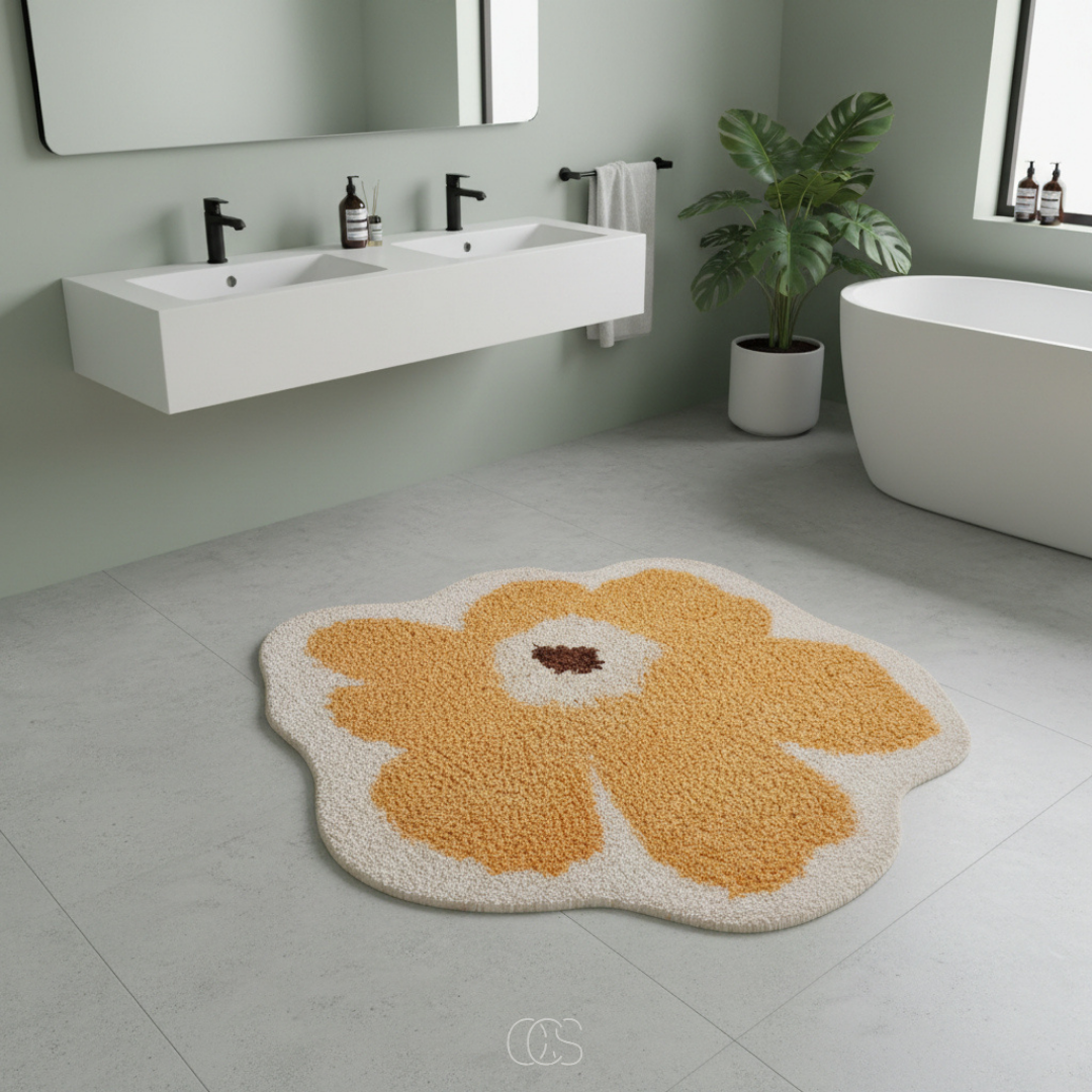 Badmat Bloemvorm Antislip Polyester Badkamer Zachte Vloermat Wasbaar Douche Toilet Absorberend Decoratief