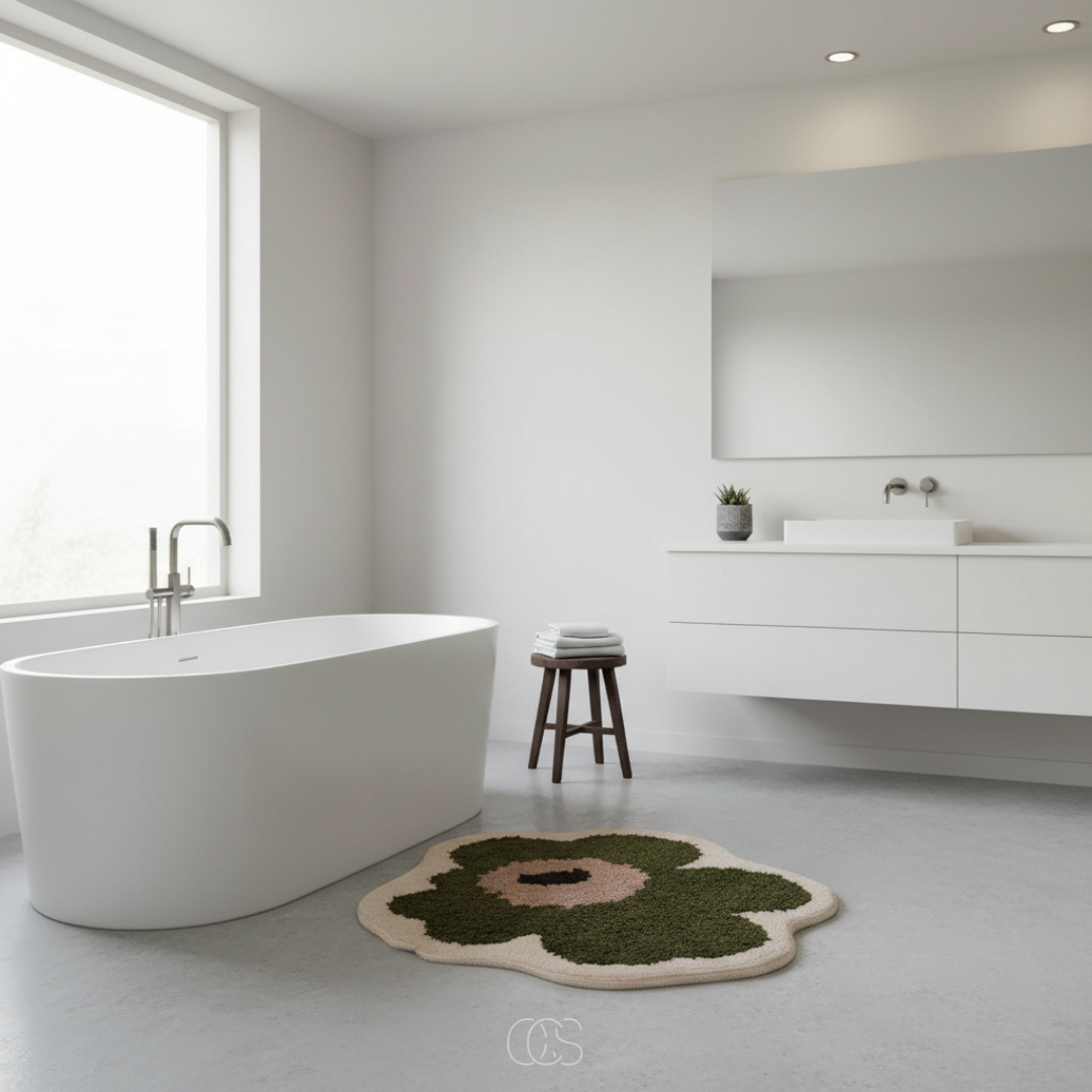 Badmat Bloemvorm Antislip Polyester Badkamer Zachte Vloermat Wasbaar Douche Toilet Absorberend Decoratief