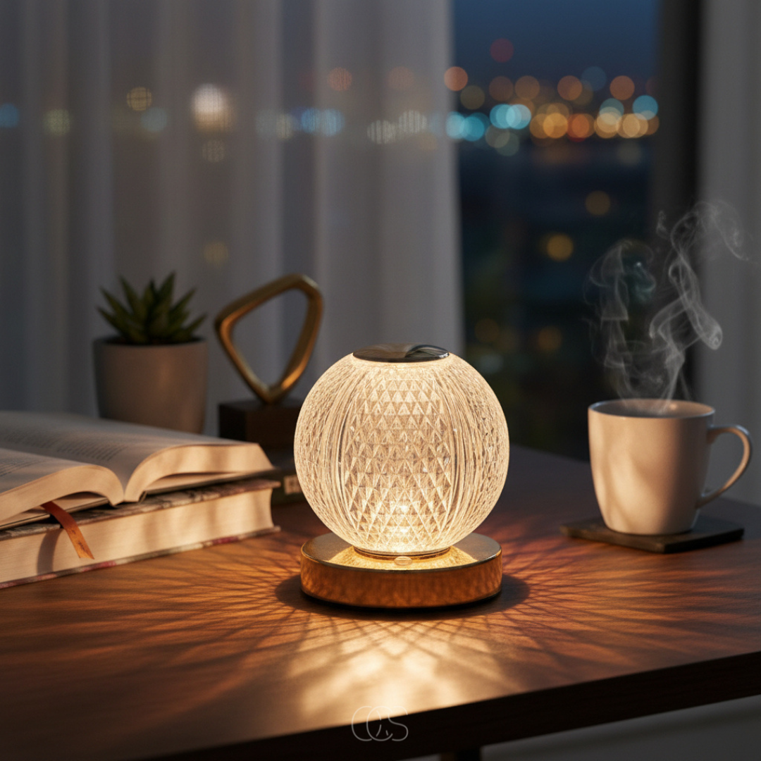 Bolvormige LED Tafellamp Kristal Design Draadloos Oplaadbaar Touch Dimbaar Sfeervol Woonkamer Sfeerverlichting