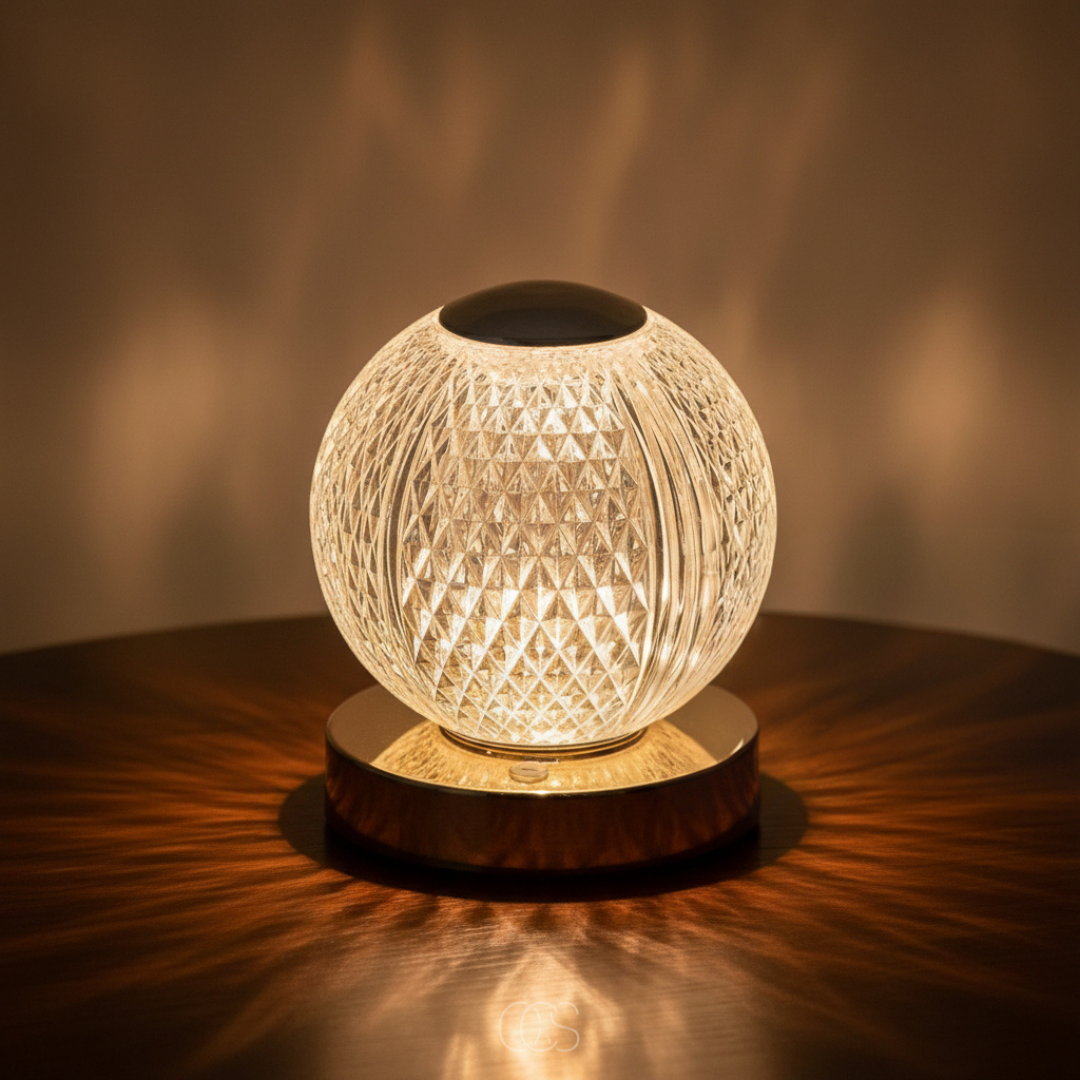 Bolvormige LED Tafellamp Kristal Design Draadloos Oplaadbaar Touch Dimbaar Sfeervol Woonkamer Sfeerverlichting